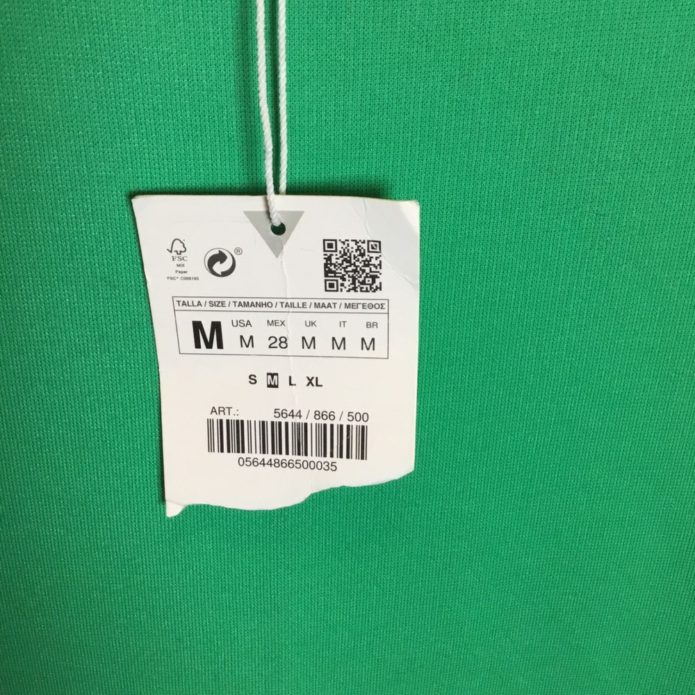 Zara Green Bodycon Midi Dress Scoop Neck Sleeveless Back Slit 5644/866 Size M - Picture 3 of 5